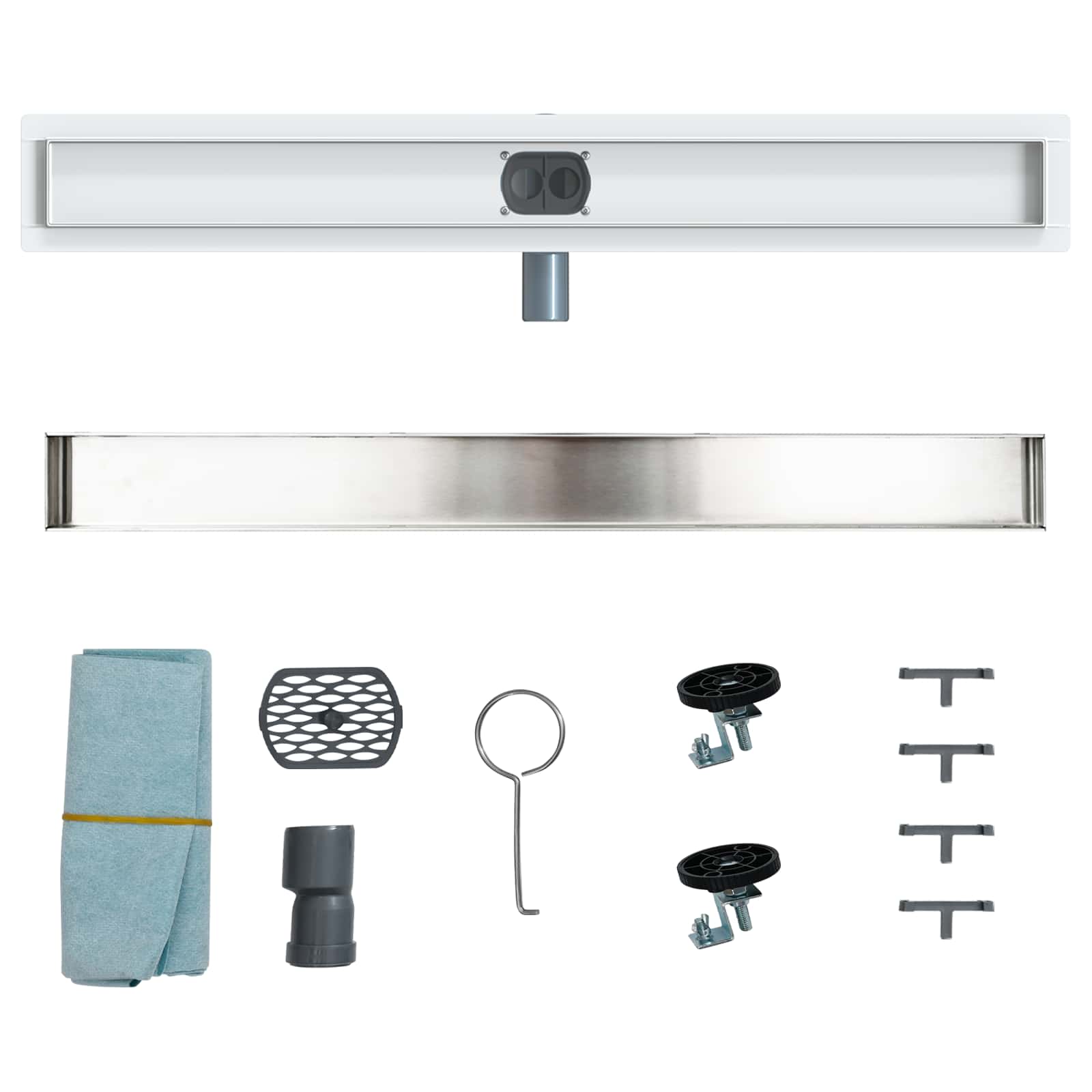Scarico doccia 2-in-1 con sifone a 360° Argento 80 cm | homemem39
