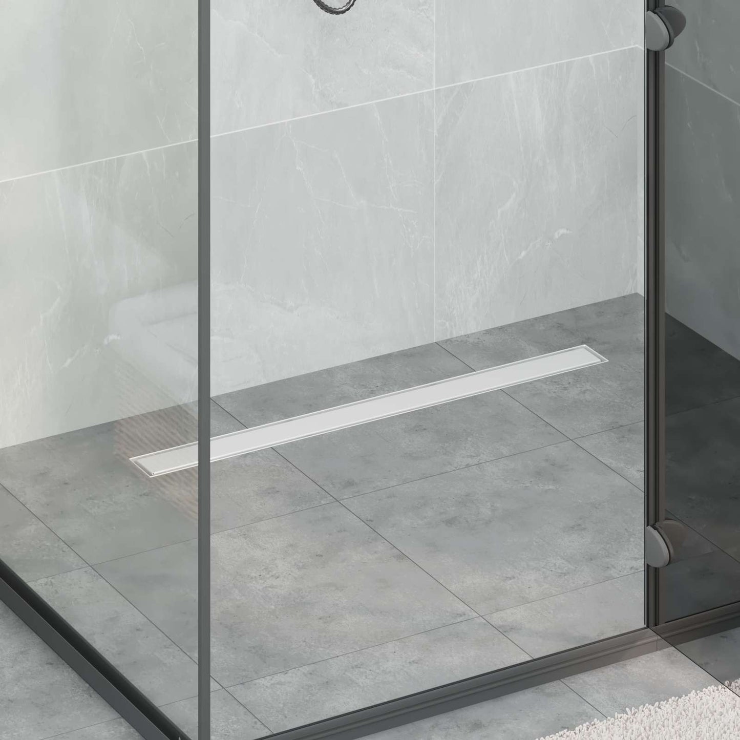 Scarico doccia 2-in-1 con sifone a 360° Argento 80 cm | homemem39