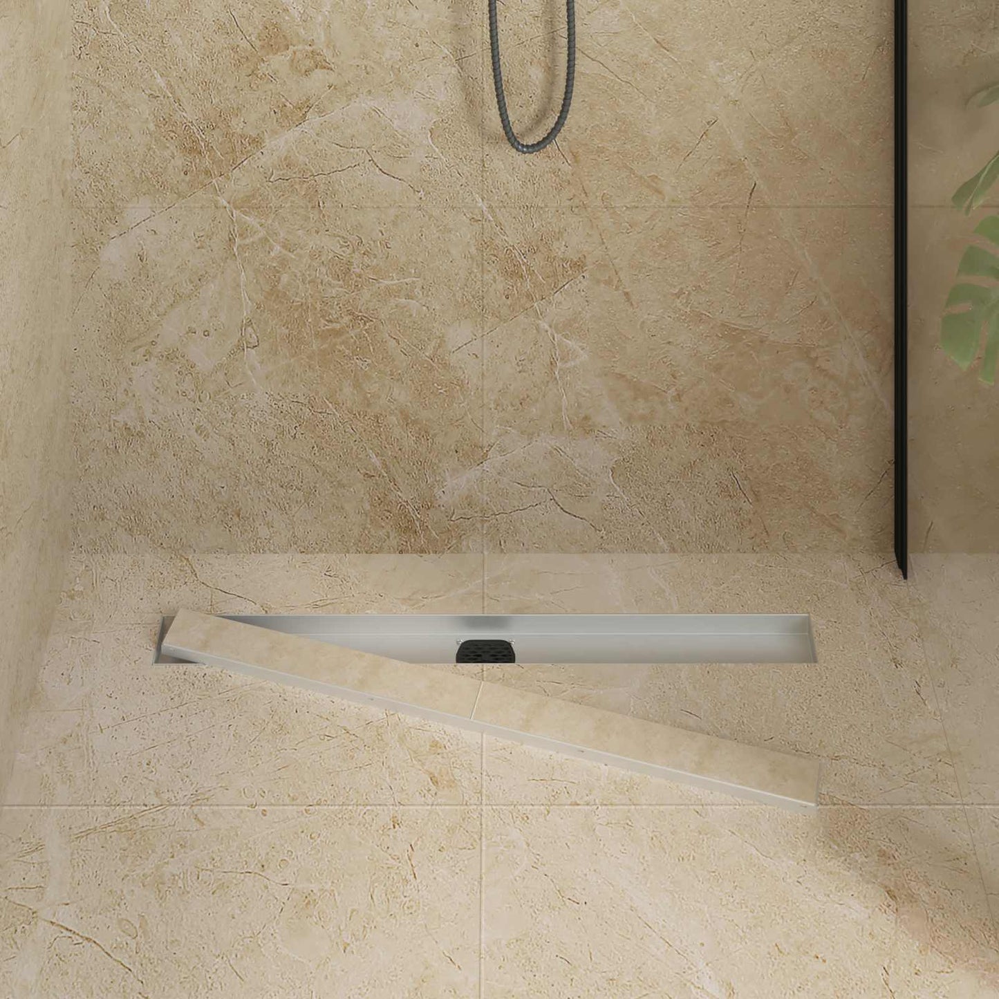 Scarico doccia 2-in-1 con sifone a 360° Argento 80 cm | homemem39