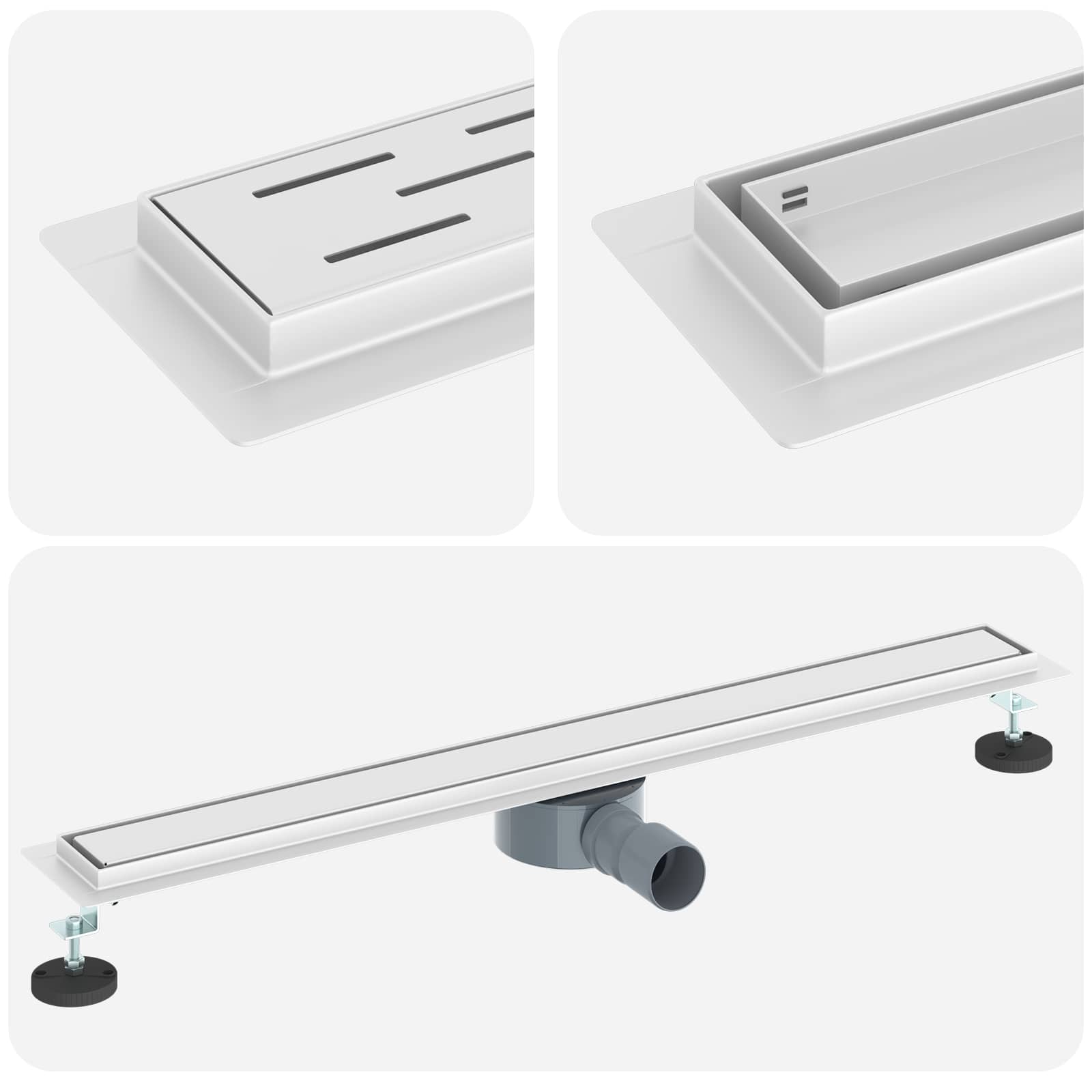 Scarico doccia 2-in-1 con sifone a 360° Argento 80 cm | homemem39