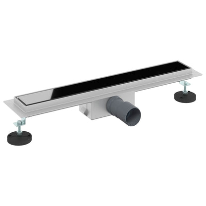 Drenaggio doccia con copertura in vetro Nero 60 cm