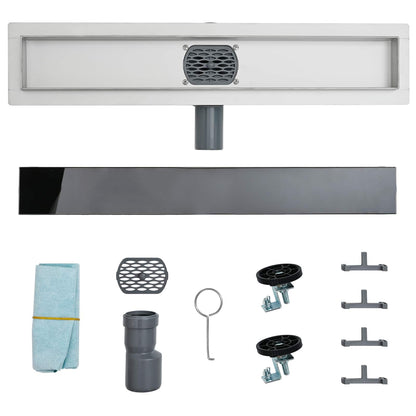 Scarico doccia con copertura in vetro e sifone a 360° 80 cm | homemem39