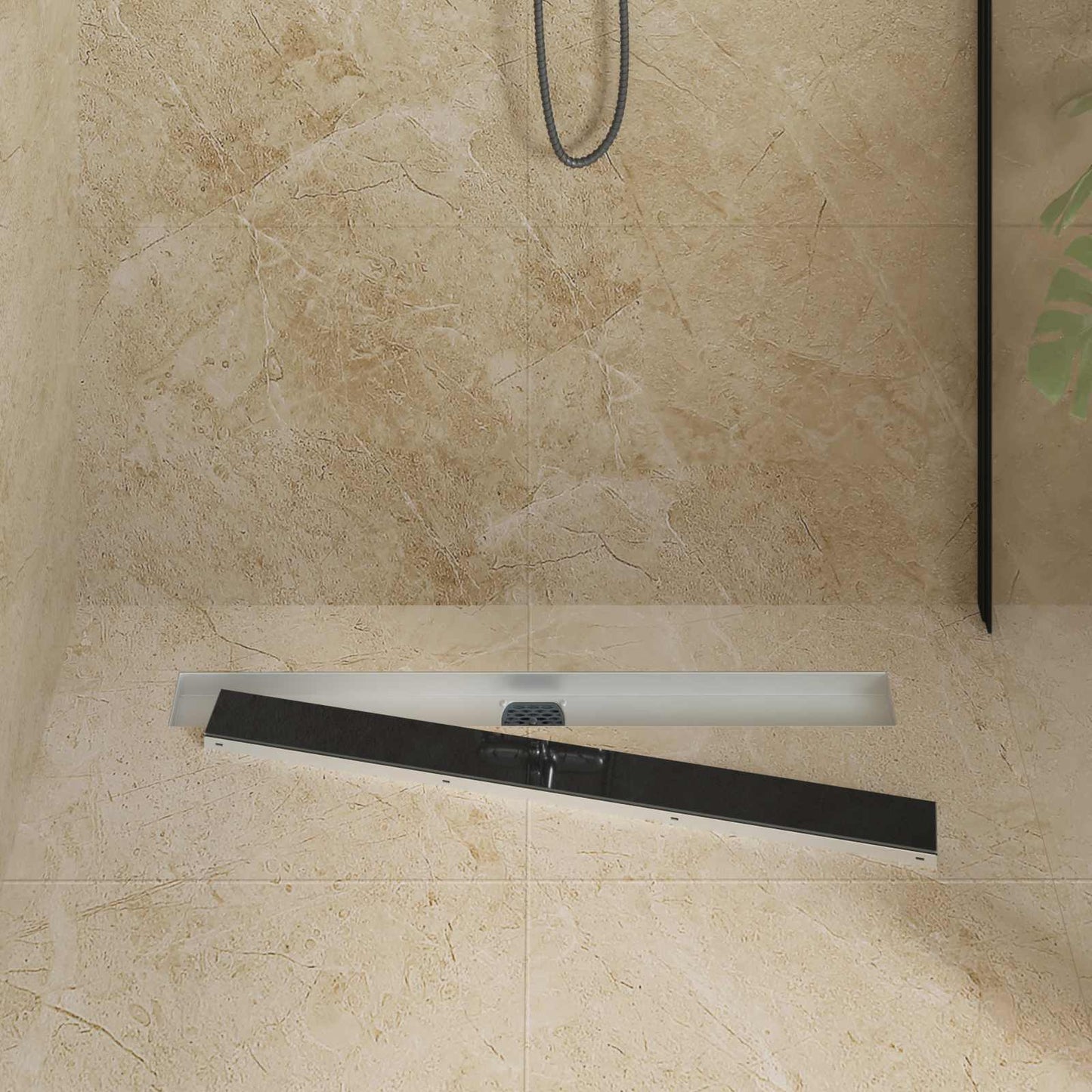 Scarico doccia con copertura in vetro e sifone a 360° 80 cm