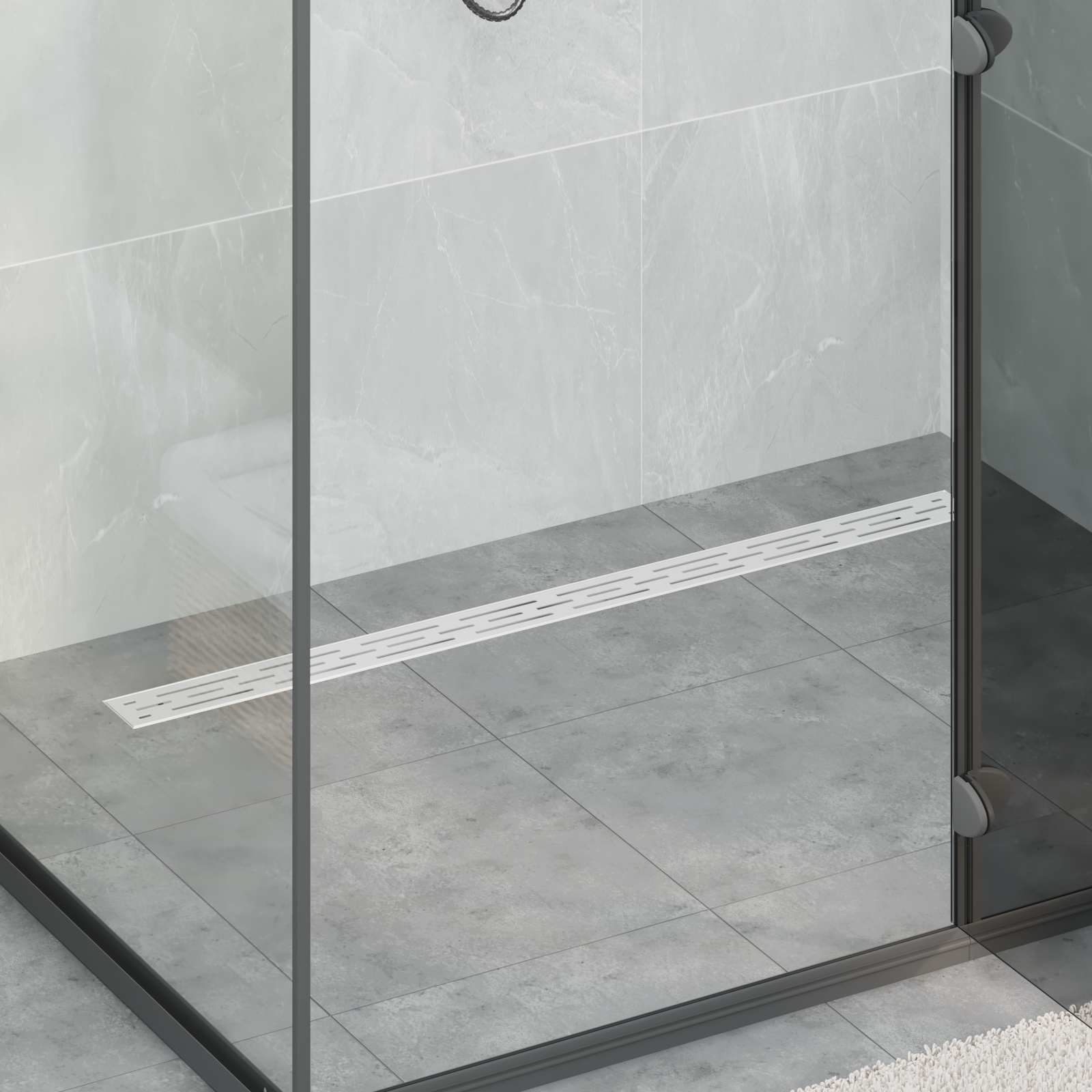 Scarico doccia con copertura in vetro e sifone a 360° 100 cm | homemem39