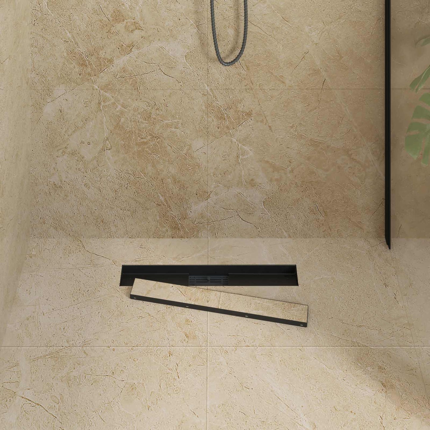 Drenaggio doccia 2 in 1 Nero 50 cm Acciaio Inox 304 | homemem39