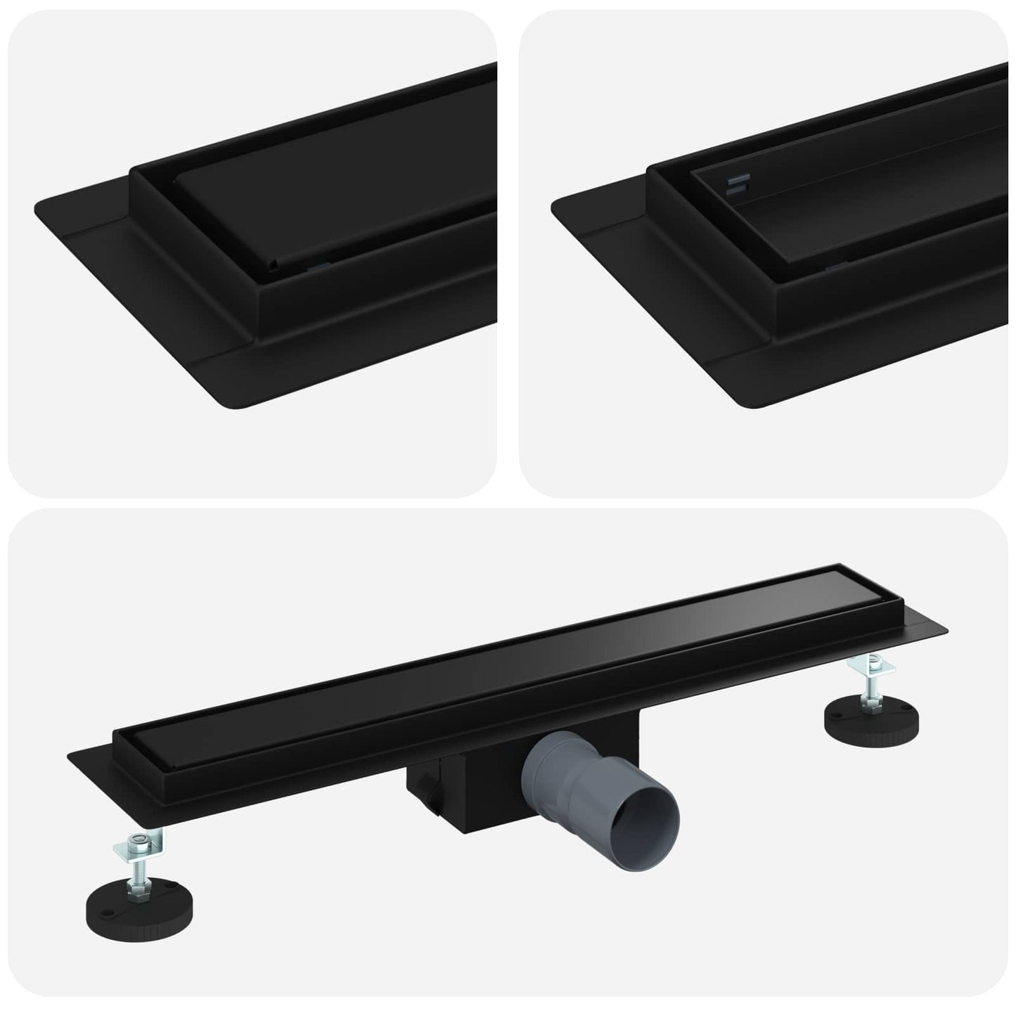 Drenaggio doccia 2 in 1 Nero 50 cm Acciaio Inox 304 | homemem39