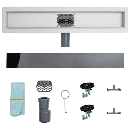Scarico doccia con copertura in vetro e sifone a 360° 50 cm | homemem39
