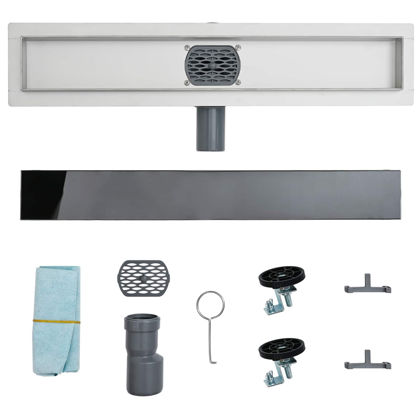 Scarico doccia con copertura in vetro e sifone a 360° 50 cm | homemem39