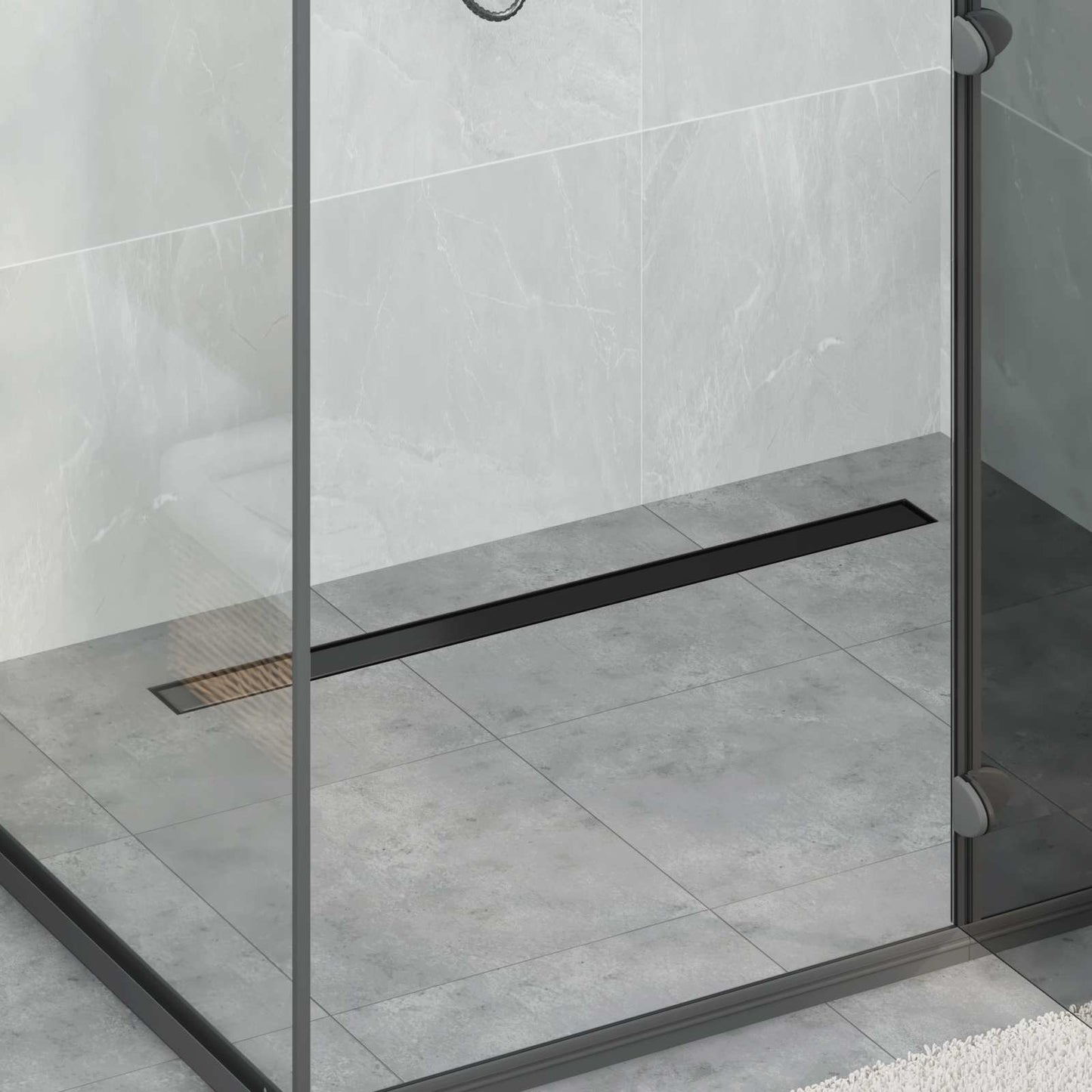 Drenaggio doccia 2 in 1 Nero 90 cm Acciaio Inox 304
