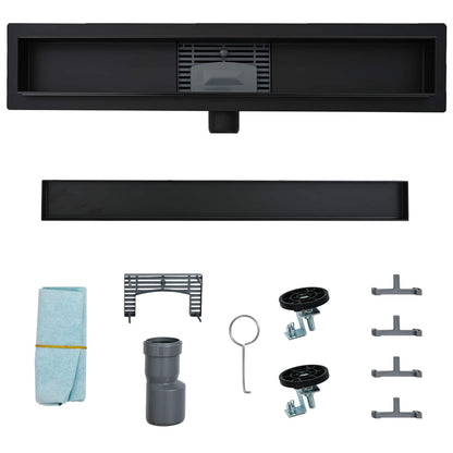 Drenaggio doccia 2 in 1 Nero 80 cm Acciaio Inox 304 | homemem39
