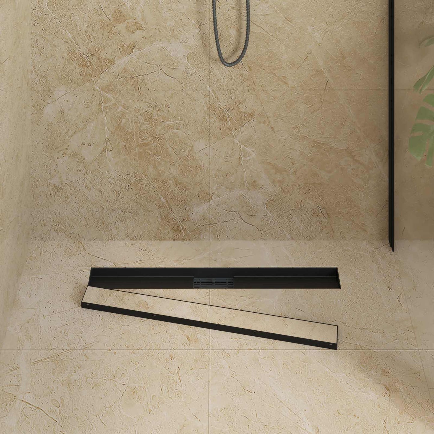 Drenaggio doccia 2 in 1 Nero 80 cm Acciaio Inox 304 | homemem39