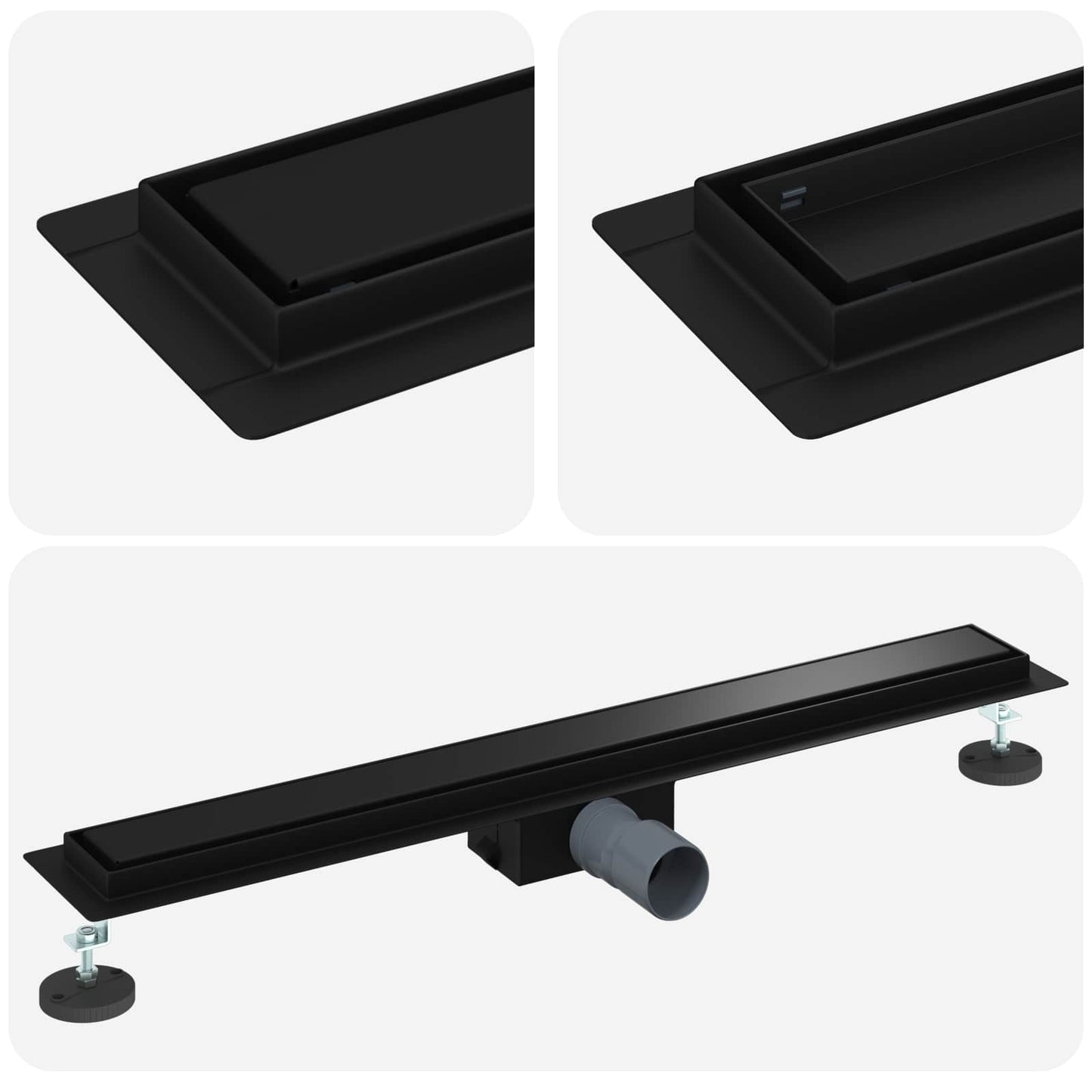 Drenaggio doccia 2 in 1 Nero 80 cm Acciaio Inox 304 | homemem39