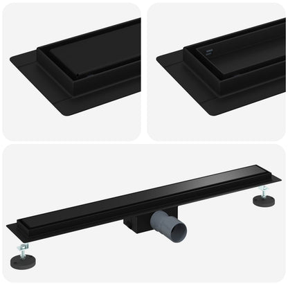 Drenaggio doccia 2 in 1 Nero 80 cm Acciaio Inox 304 | homemem39