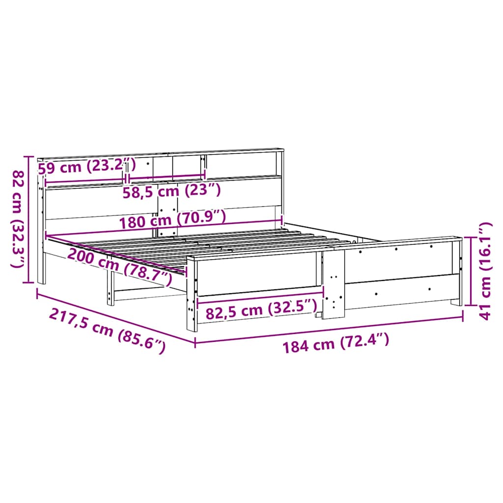 Struttura del letto Bianco 180 x 200 cm Legno di pino massiccio | homemem39
