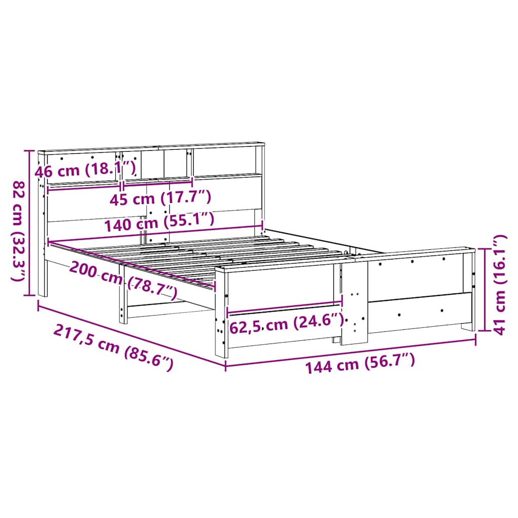 Struttura del letto con testiera Marrone cerato 140 x 200 cm