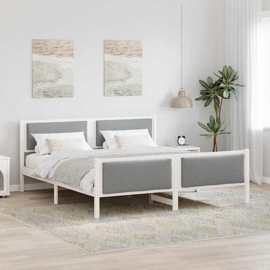 Struttura del letto Grigio chiaro 200 x 200 cm Tessuto | homemem39