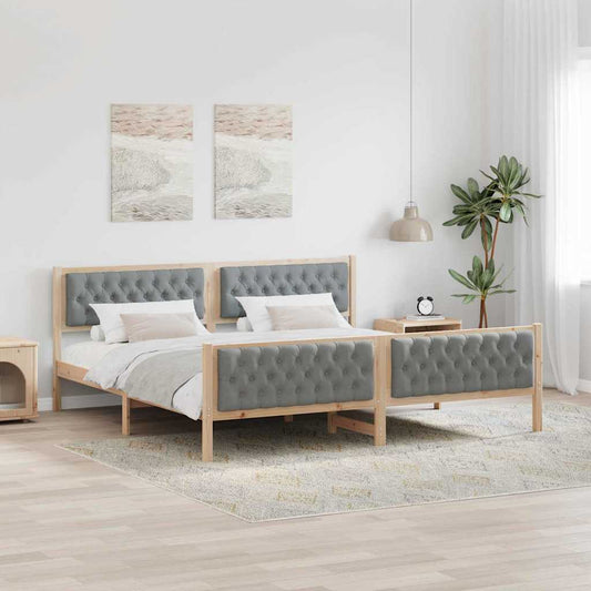 Struttura del letto Grigio chiaro 200 x 200 cm Pino massello | homemem39