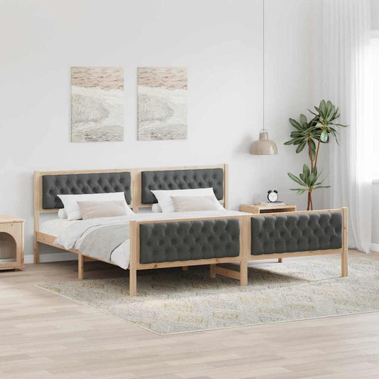 Struttura del letto Grigio scuro 200 x 200 cm Pino massello | homemem39