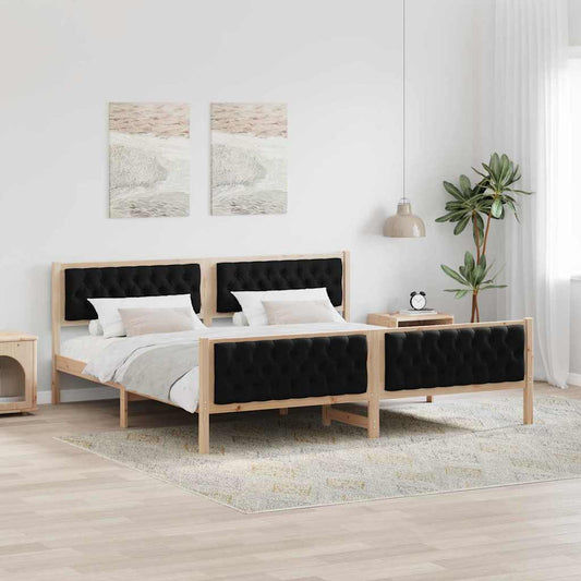 Struttura del letto Nero 200 x 200 cm Pino massello | homemem39