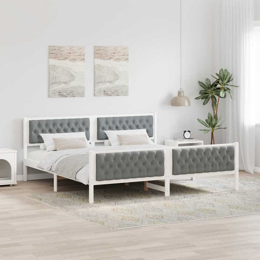 Struttura del letto Grigio chiaro 200 x 200 cm Pino massello | homemem39
