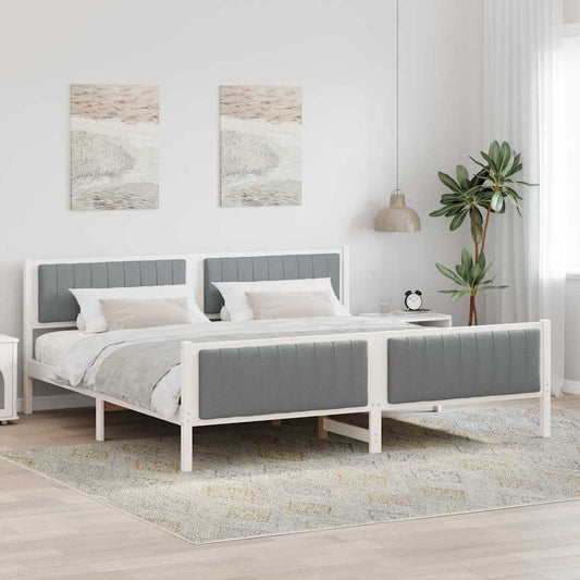 Struttura del Letto Bianco e grigio chiaro 200 x 200 cm | homemem39