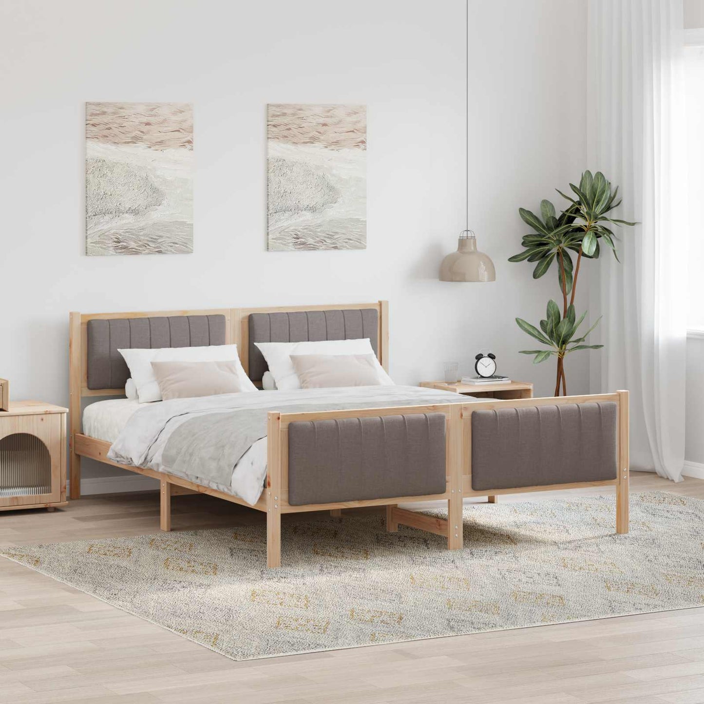 Struttura del Letto con testiera Marrone e taupe 160 x 200 cm | homemem39
