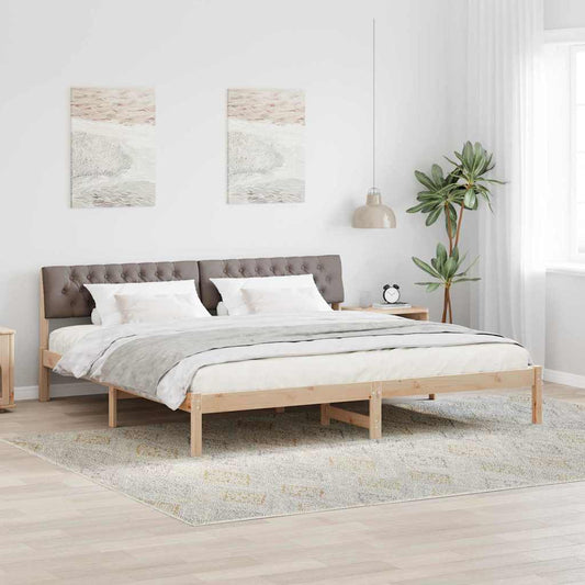 Struttura del Letto con testiera Marrone e taupe 200 x 200 cm | homemem39