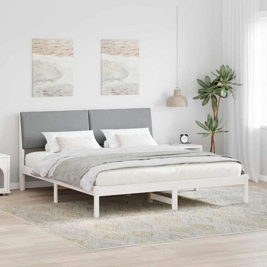 Struttura del Letto Bianco e grigio chiaro 200 x 200 cm | homemem39