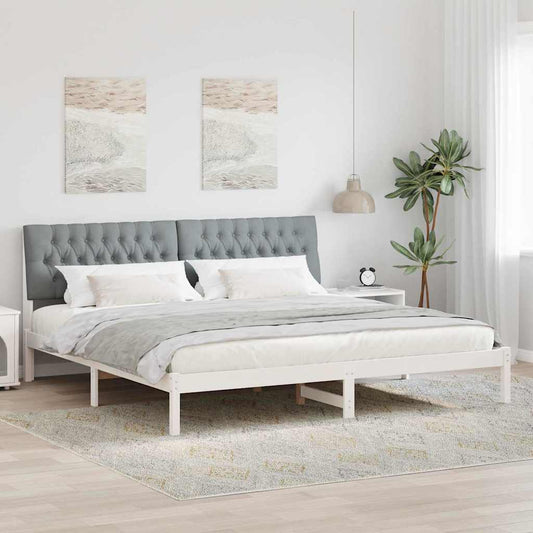 Letto con Testiera Rivestita con testiera Bianco 200 x 200 cm | homemem39
