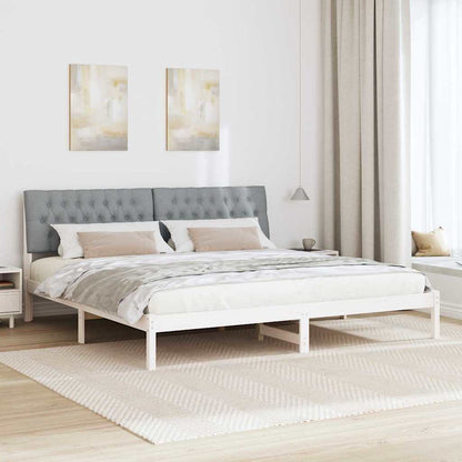 Letto con Testiera Rivestita con testiera Bianco 200 x 200 cm