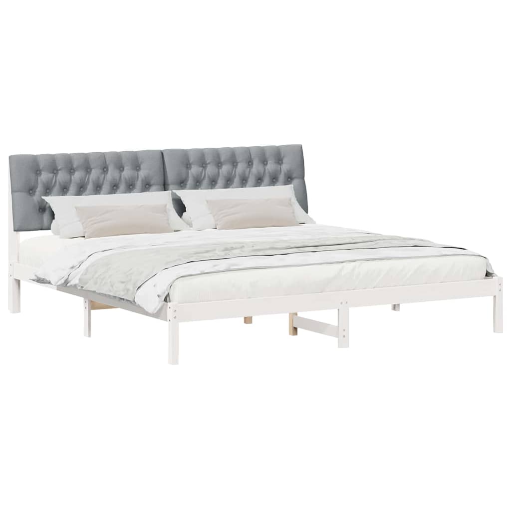 Letto con Testiera Rivestita con testiera Bianco 200 x 200 cm