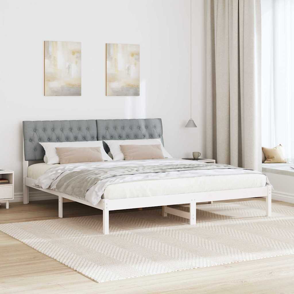 Letto con Testiera Rivestita con testiera Bianco 180 x 200 cm