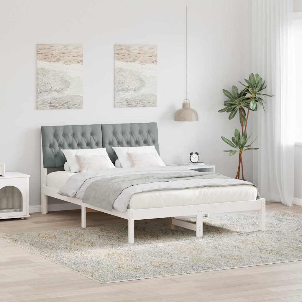 Letto con Testiera Rivestita con testiera Bianco 160 x 200 cm