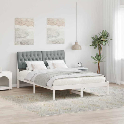 Letto con Testiera Rivestita con testiera Bianco 160 x 200 cm