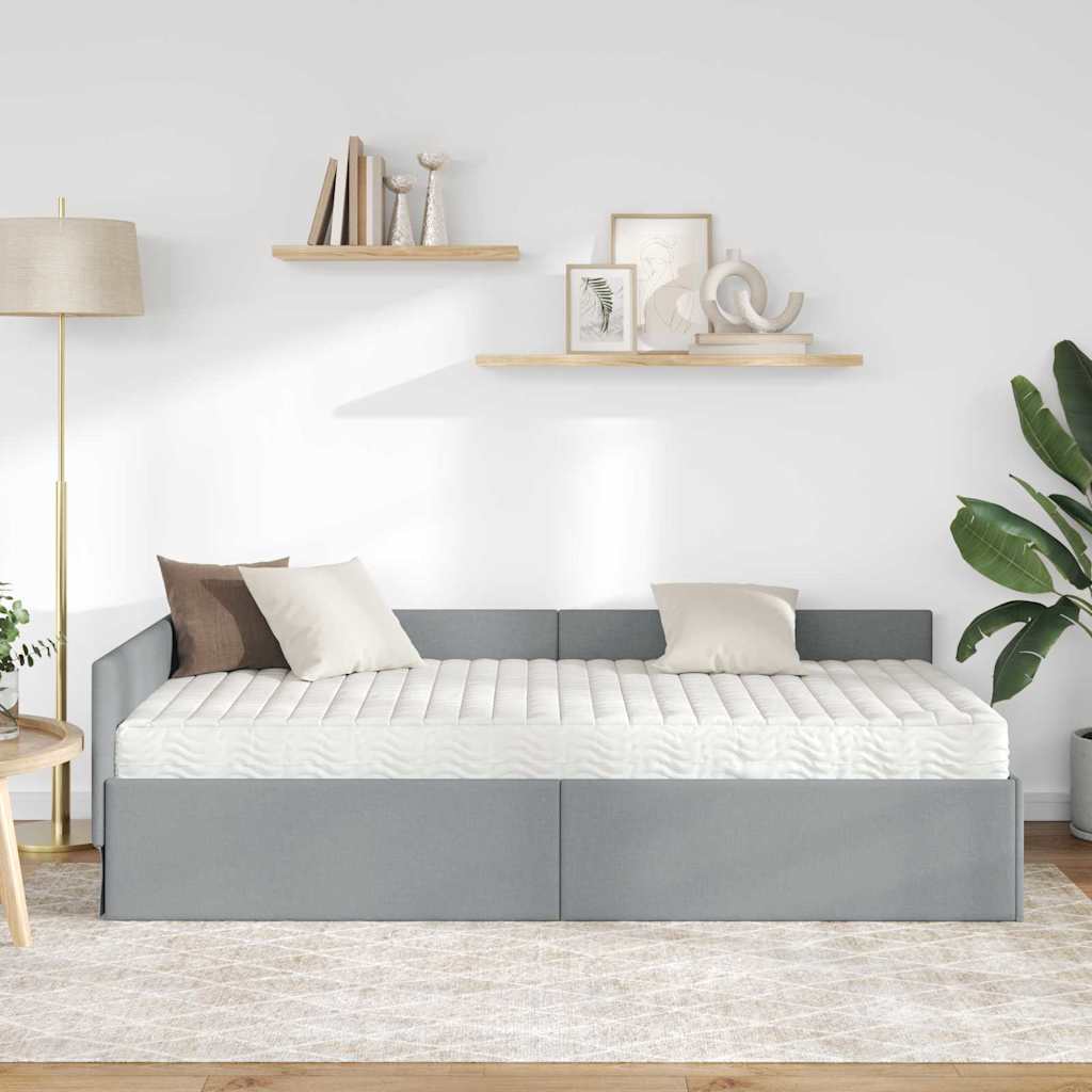 Struttura Letto Angolare con Materasso 2 pcs Grigio chiaro | homemem39