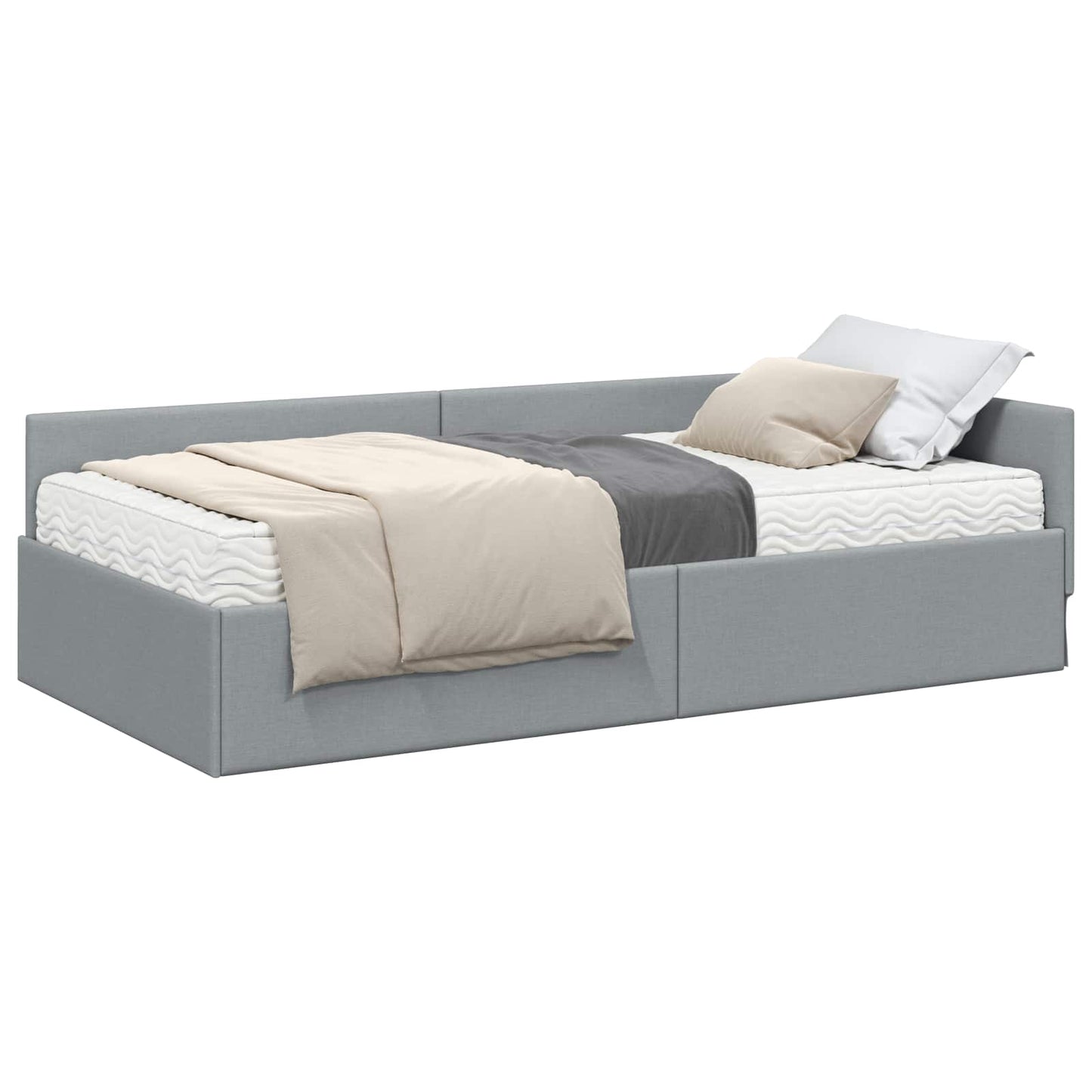 Struttura Letto Angolare con Materasso 2 pcs Grigio chiaro | homemem39