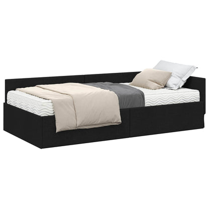 Struttura Letto Angolare con Materasso Altro 2 pcs Nero Tessuto