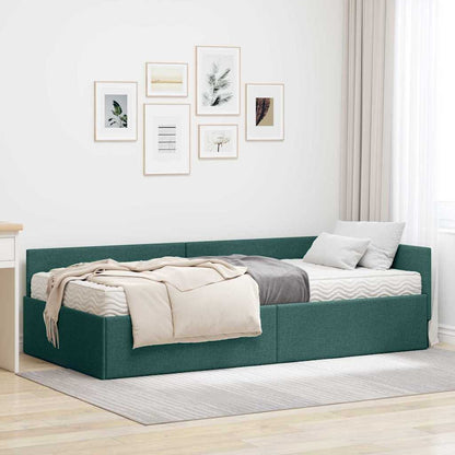 Struttura Letto Angolare con Materasso 2 pcs Verde Tessuto