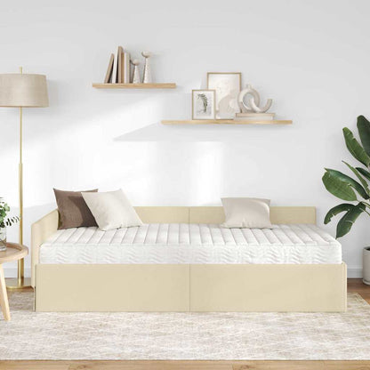 Struttura Letto Angolare con Materasso 2 pcs Crema Tessuto