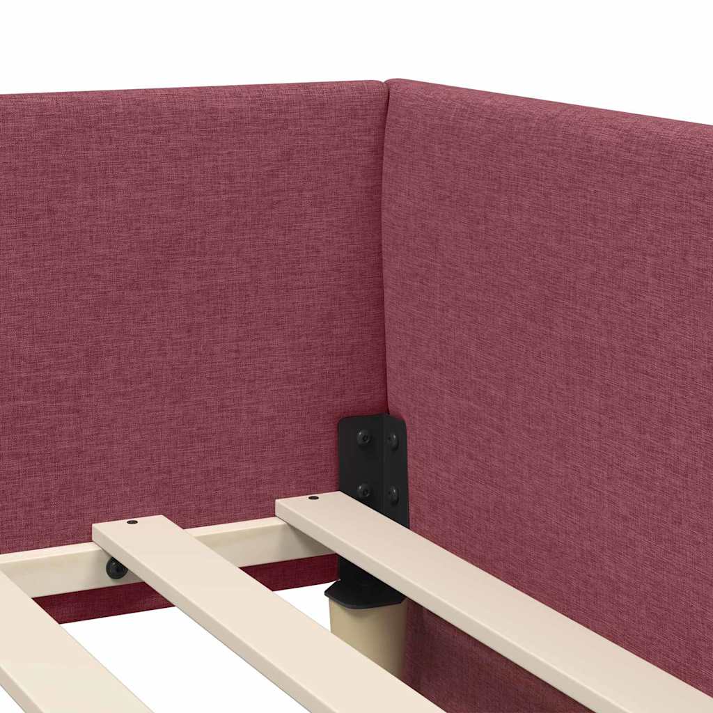 Struttura Letto Angolare con Materasso 2 pcs Rosso Tessuto | homemem39