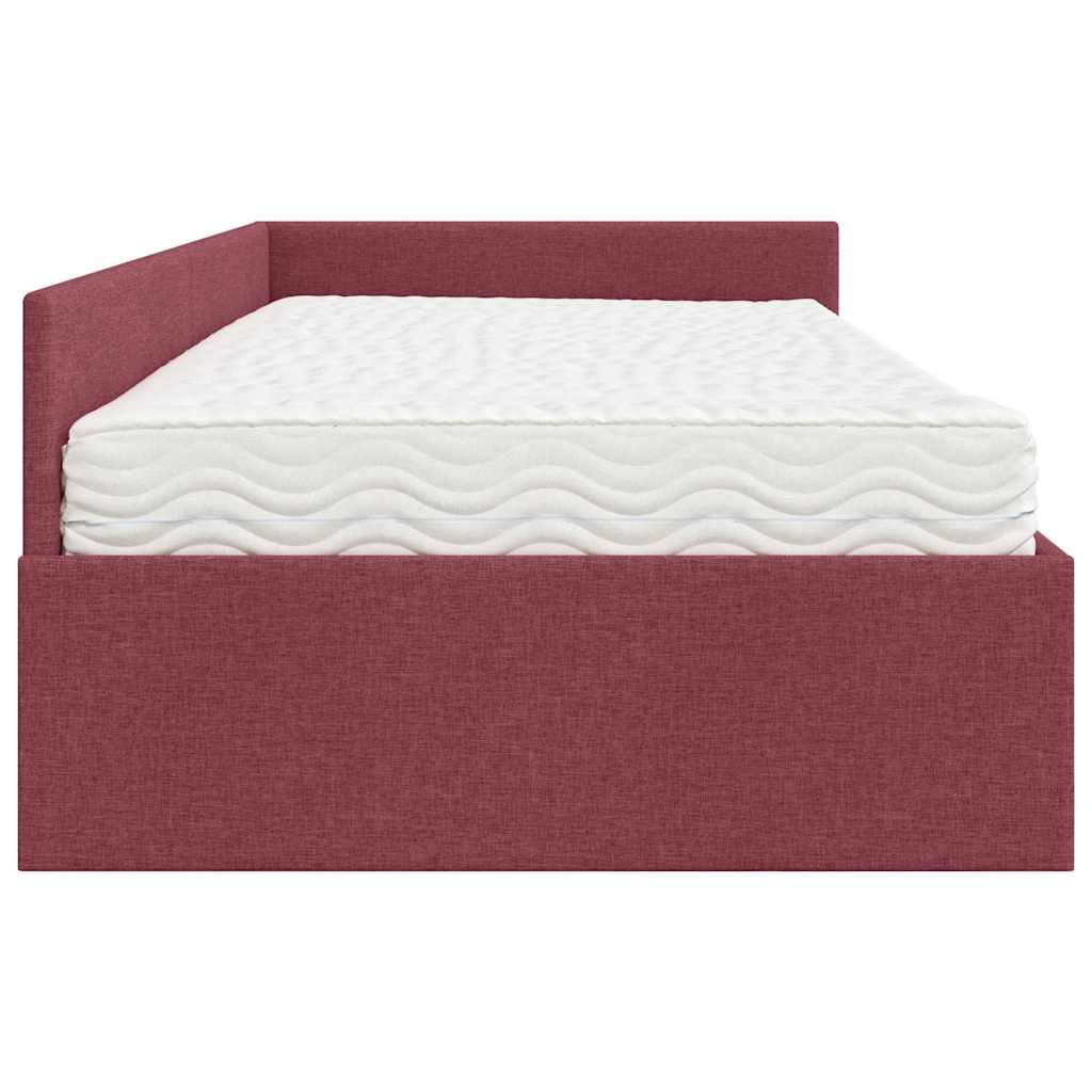 Struttura Letto Angolare con Materasso 2 pcs Rosso Tessuto | homemem39