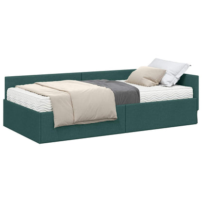 Struttura Letto Angolare con Materasso 2 pcs Verde Tessuto