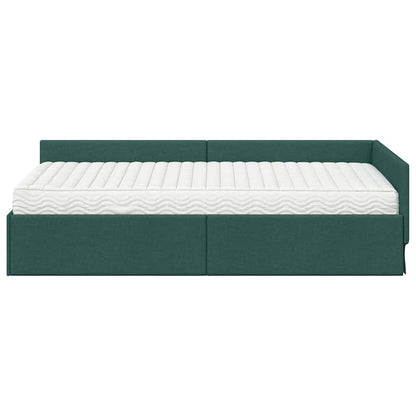 Struttura Letto Angolare con Materasso 2 pcs Verde Tessuto