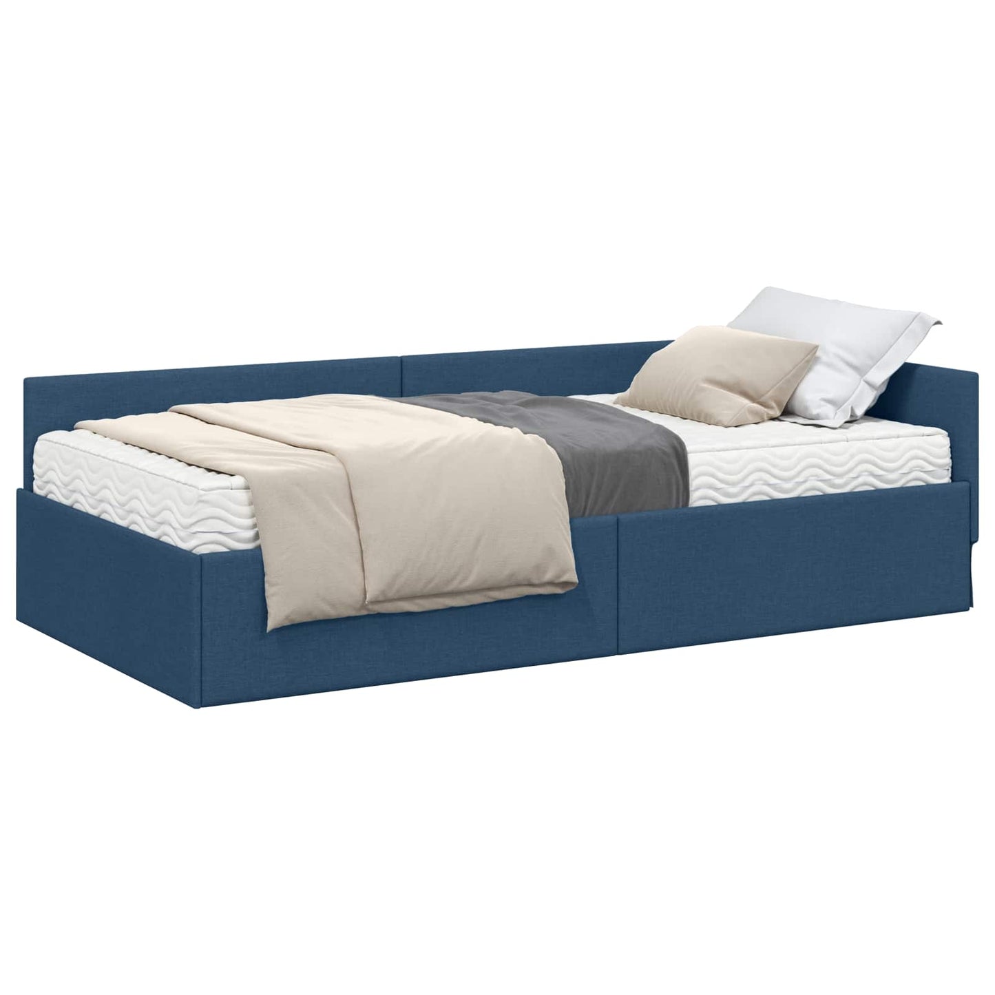 Struttura Letto Angolare con Materasso Altro 2 pcs Blu Tessuto