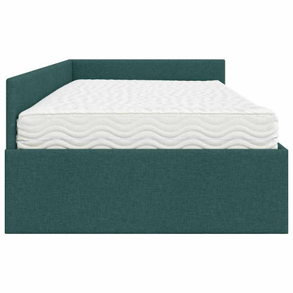 Struttura Letto Angolare con Materasso 2 pcs Verde Tessuto