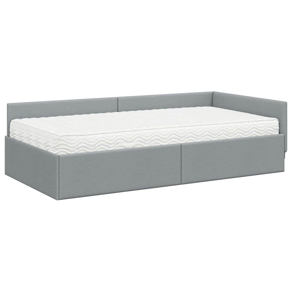 Struttura Letto Angolare con Materasso 2 pcs Grigio chiaro