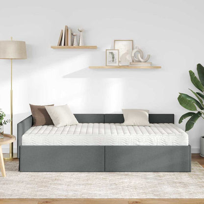 Struttura Letto Angolare con Materasso 2 pcs Grigio Tessuto