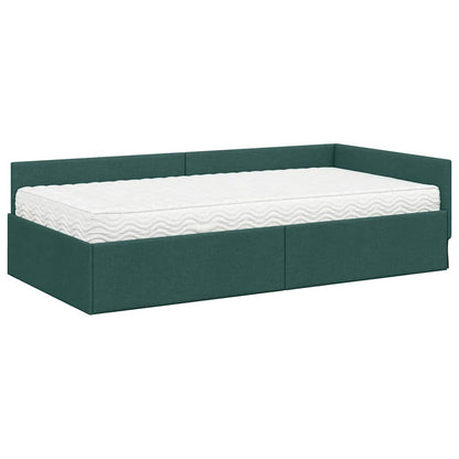 Struttura Letto Angolare con Materasso 2 pcs Verde Tessuto