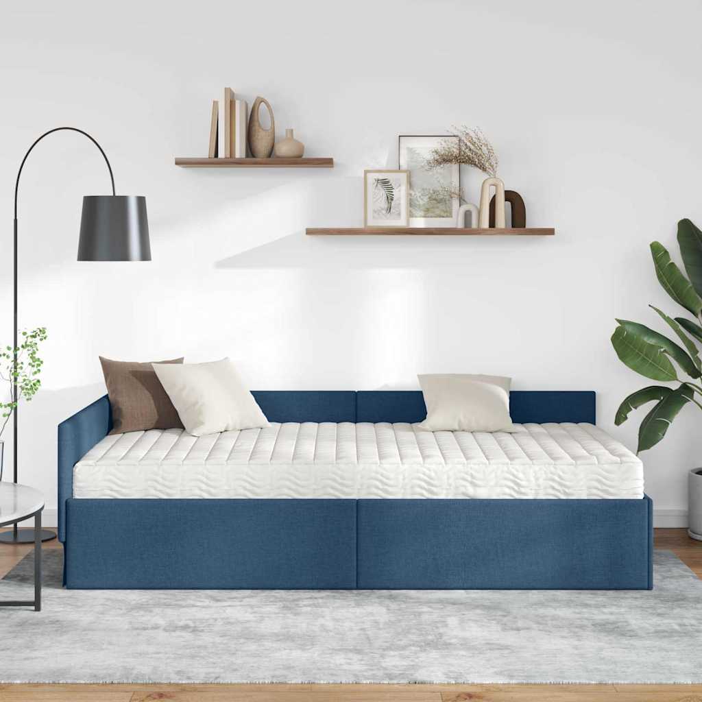 Struttura Letto Angolare con Materasso Altro 2 pcs Blu Tessuto