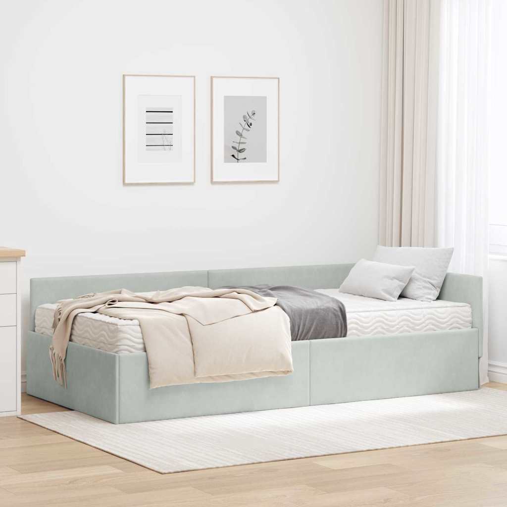 Struttura Letto Angolare con Materasso 2 pcs Grigio chiaro
